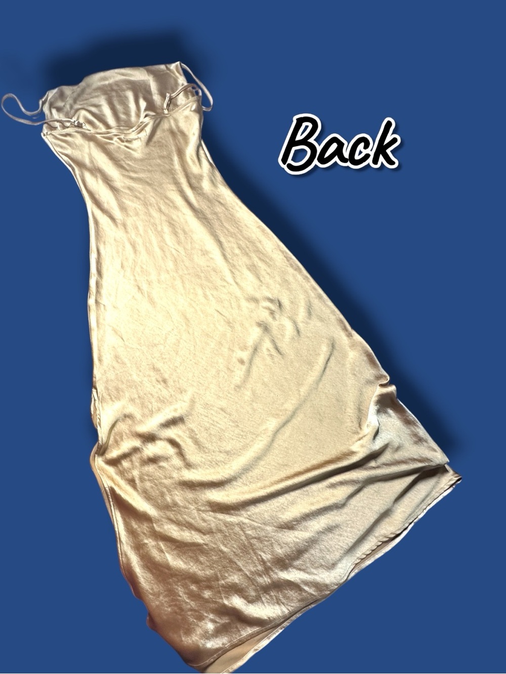 👗 Audrey 3Plus1 Satin Style Cowl Neck Strappy Maxi Dress in Gold. Size Small - Picture 7 of 15